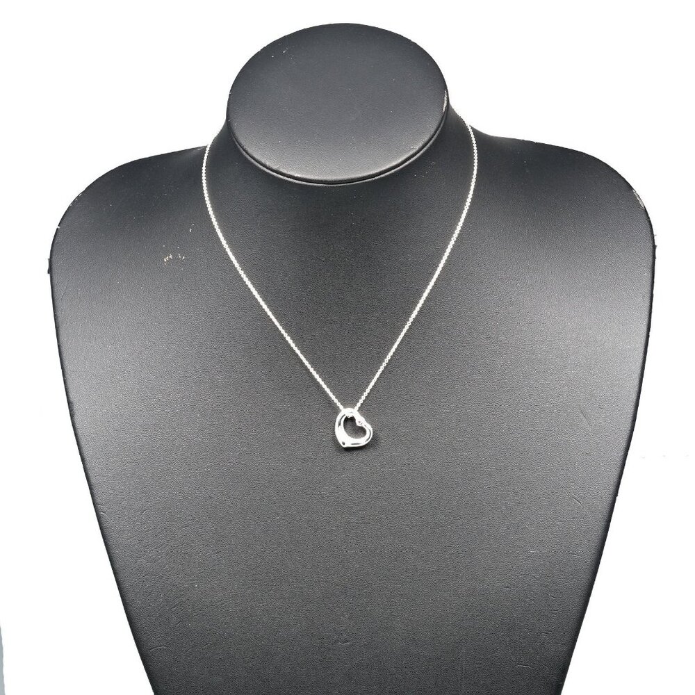 TIFFANY&Co. Open heart Necklace Silver925/Pink sapphire 3.64g Women